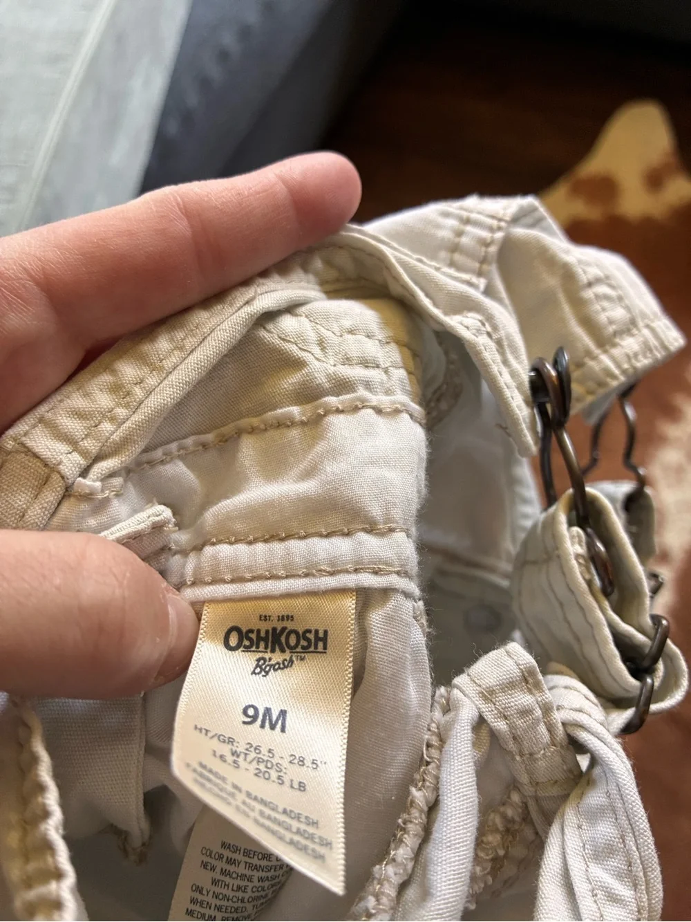 OshKosh B'gosh Cream Cotton Short Overalls for Kids